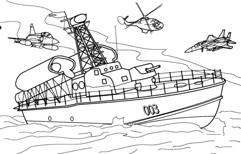 Rocket Boat  Coloring Page